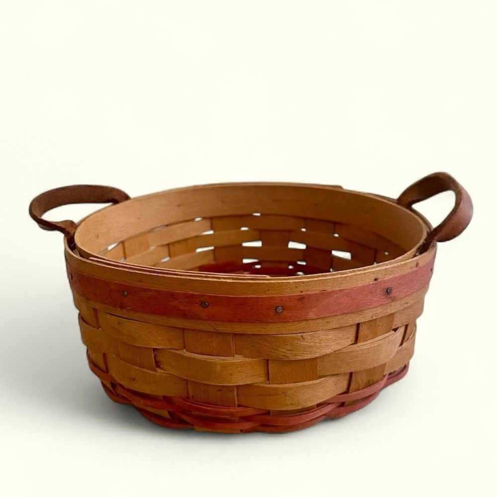 Longaberger Vintage Basket of Love Leather Handles Signed 1995
